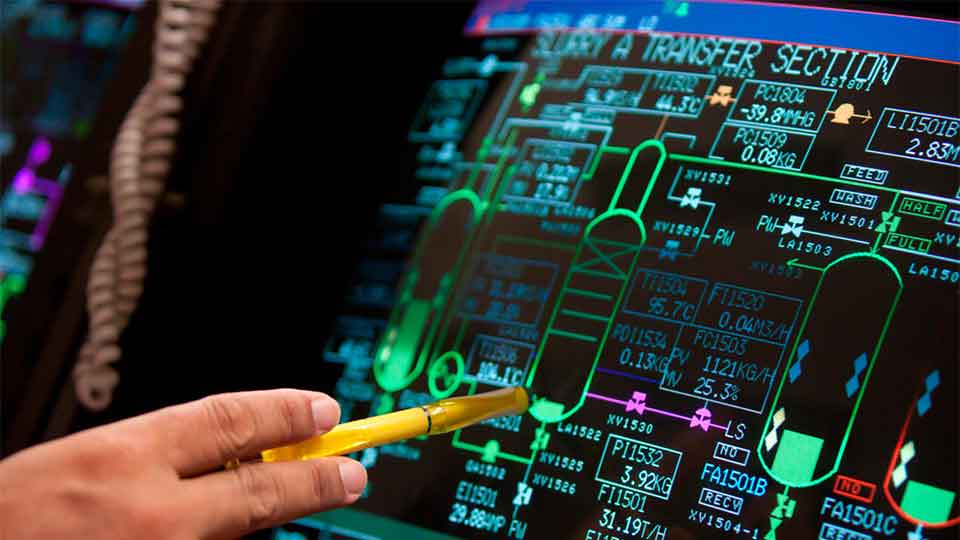 Close up of a screen showing systems data