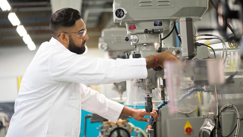 Student in engineering lab