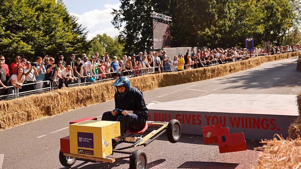 Student racing in Redbull Soapbox