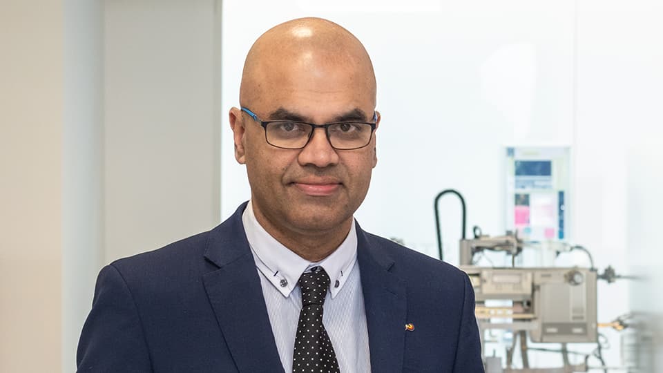 Raj in an engineering lab