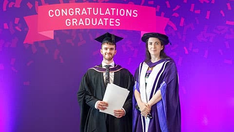 Prof Kelly Morrison with prize winner Joshua