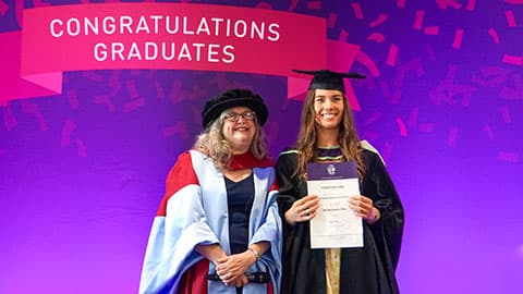 Prof Sandie Dann with prize winner Elizabeth