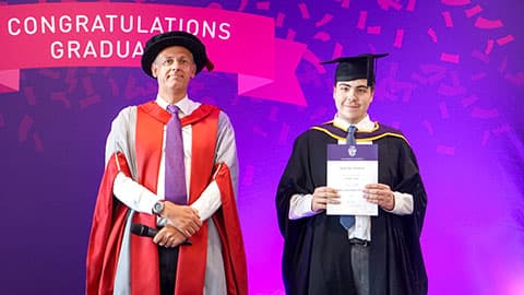 Dr Russell Lock with prize winner Rhys