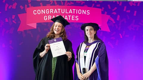 Prof kelly Morrison with prize winner Cristabel