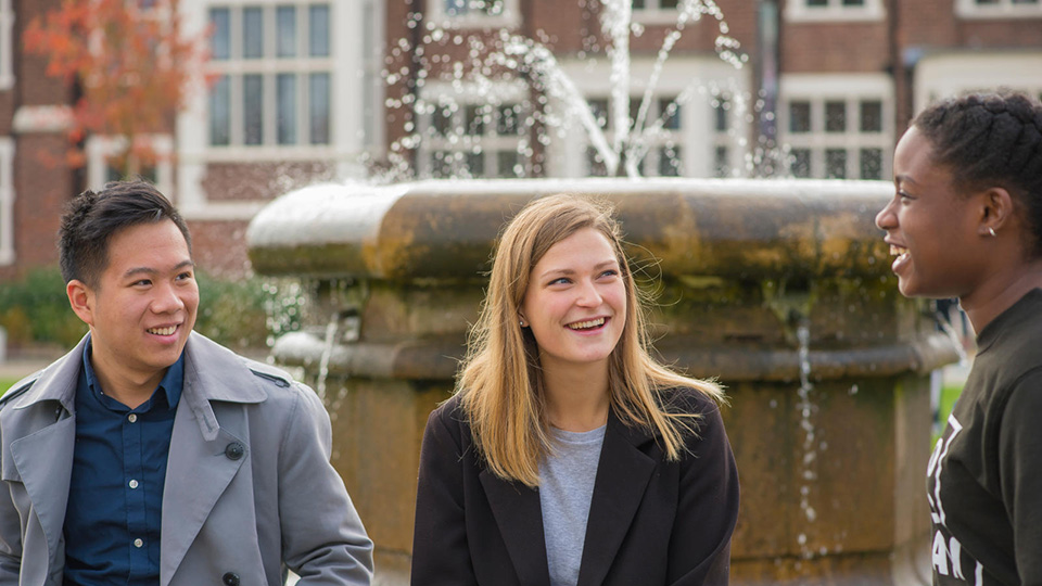 Students socialising on campus
