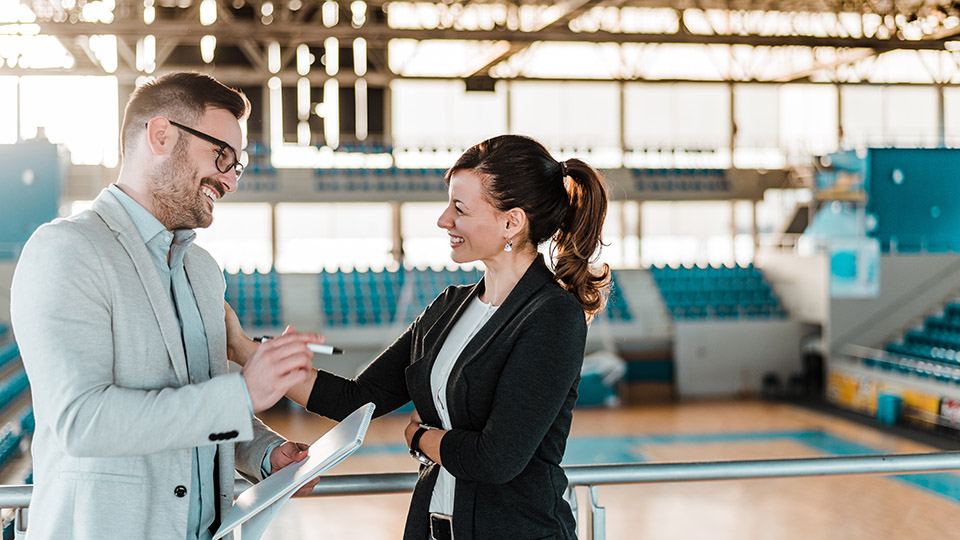 business meeting in sport facility