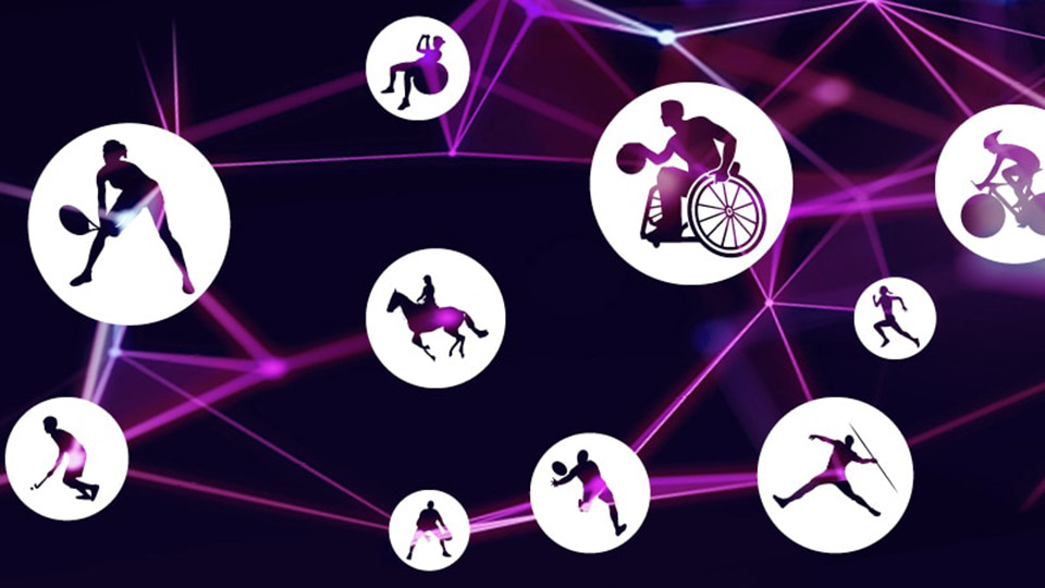 Silhouettes of people playing a range of sports