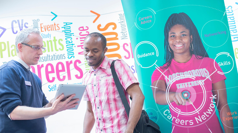 Student receiving advice from a careers advisor