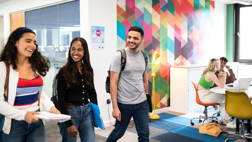 Students on Loughborough University campus