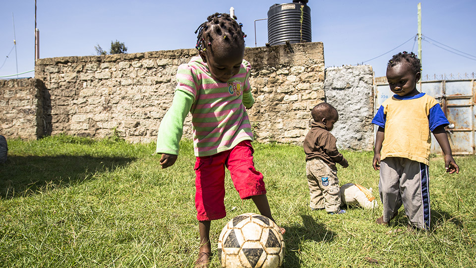 Children playing football