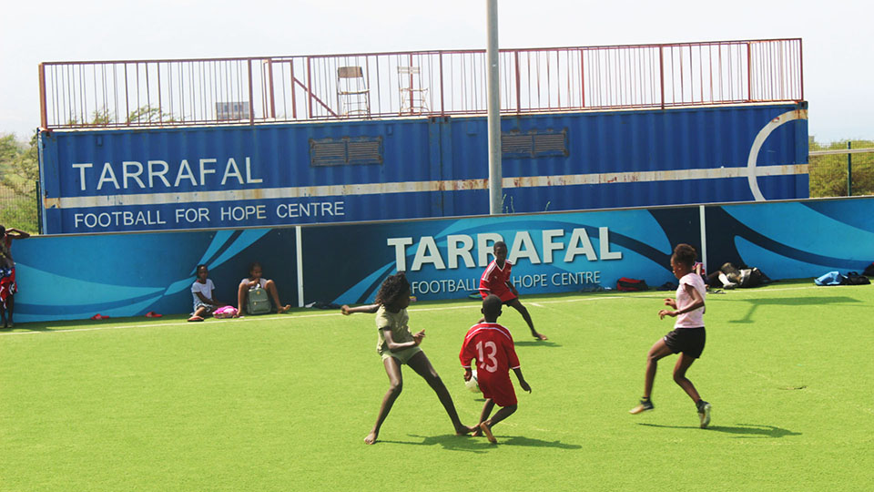 Children playing football