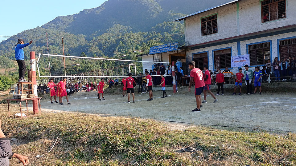 Children playing volleyball