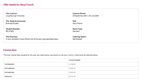 A screenshot of the reservation system showing the offer details and submit button to confirm