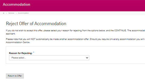 A screenshot of the reservation system showing the contract rejected screen