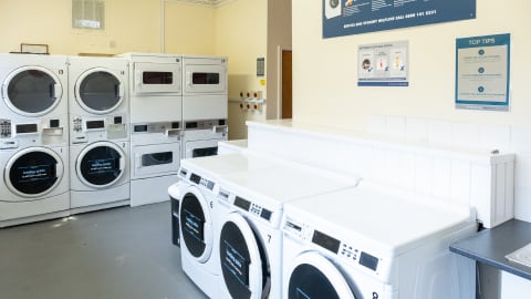 Interior view of the Butler Court launderette