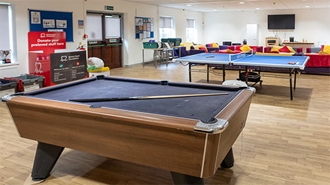 Pool table and table tennis at the Butler Court common room