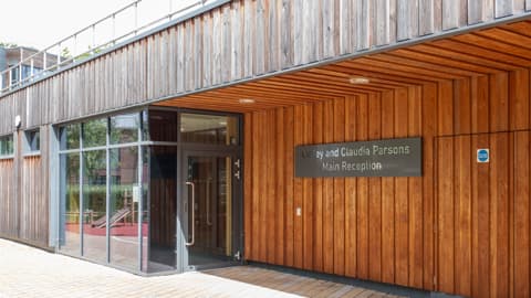 Claudia Parsons Reception. A sign on the front stating Cayley / Claudia Parsons reception.