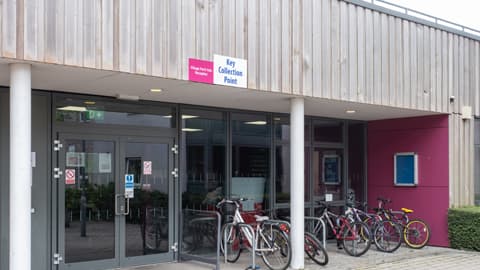 The Hub reception - key collection point for students in Elvyn Richards