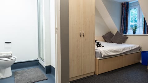 A bedroom in The Holt halls of residence flats