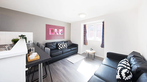 Seating areas in the Holt kitchens with two sofas