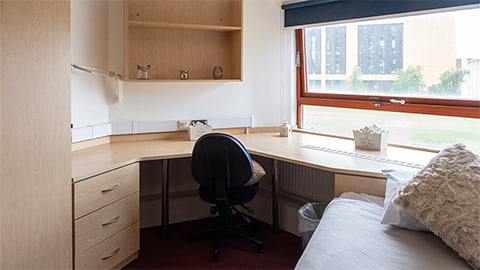 Large study desk at Towers halls of residence at Loughborough University