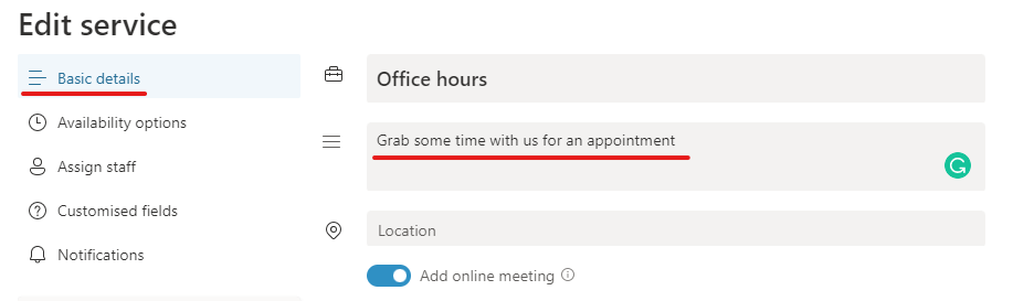 Image showing how to amend the description