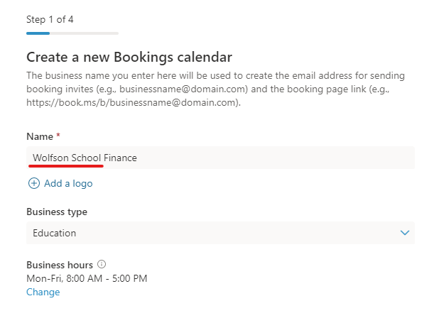 Image showing the Create bookings menu