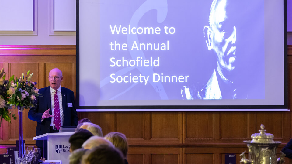 The VC giving a speech at a Schofield Society Dinner