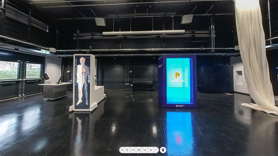 View of the Martin Hall Digilabs East space with holographic 3D performance area and kit