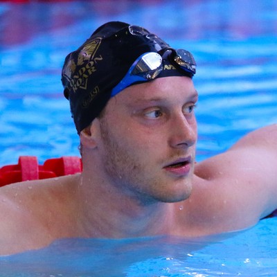 Luke Greenbank in the pool