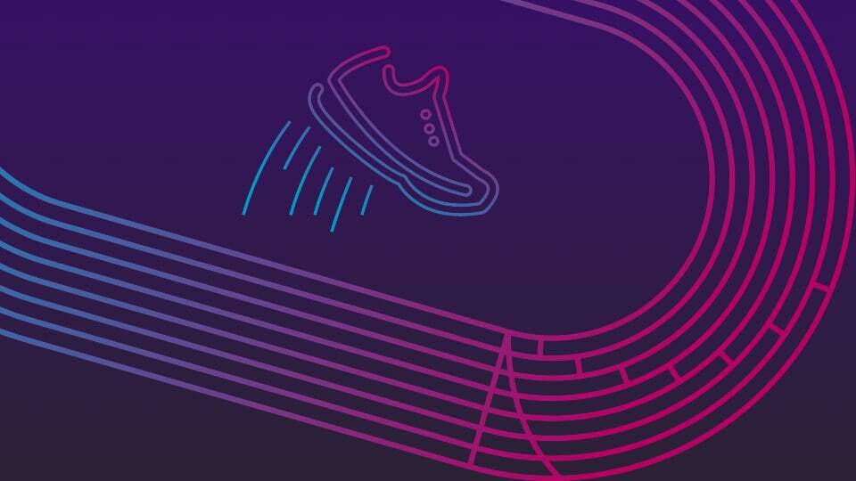 An illustration of a running track and sports trainer