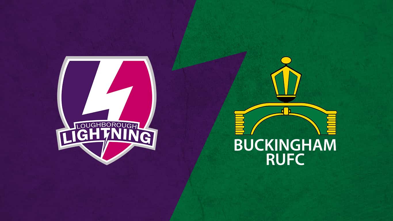 A graphic with the Loughborough Lightning Rugby logo and Buckingham Rugby Club logo