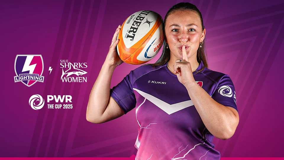 Loughborough Lightning Rugby player holding a rugby ball
