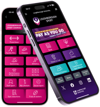 Two mobile phones showing the sport app