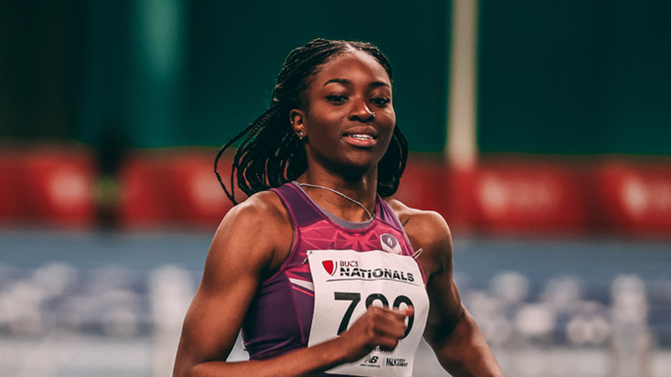 A female Loughborough athlete on the running track