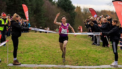 Jack Small crossing the finish line in first place