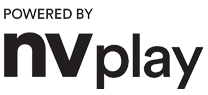 A logo of black text on a transparent background saying 'powered by NVplay'