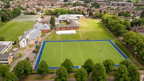 school playing fields seen from the air