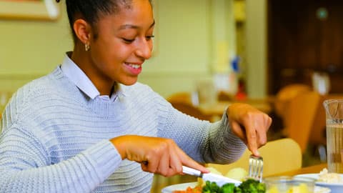 a person eating lunch