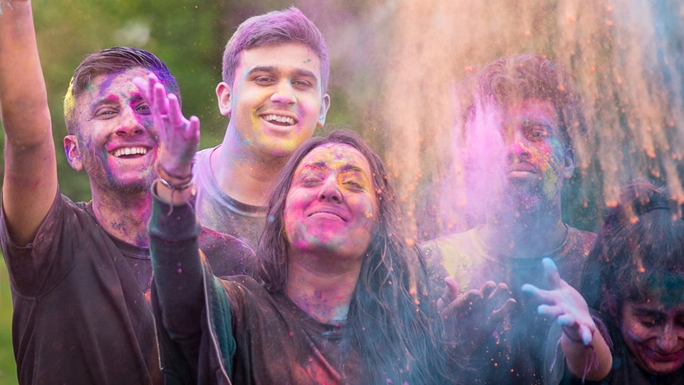 Students  doing the colour run