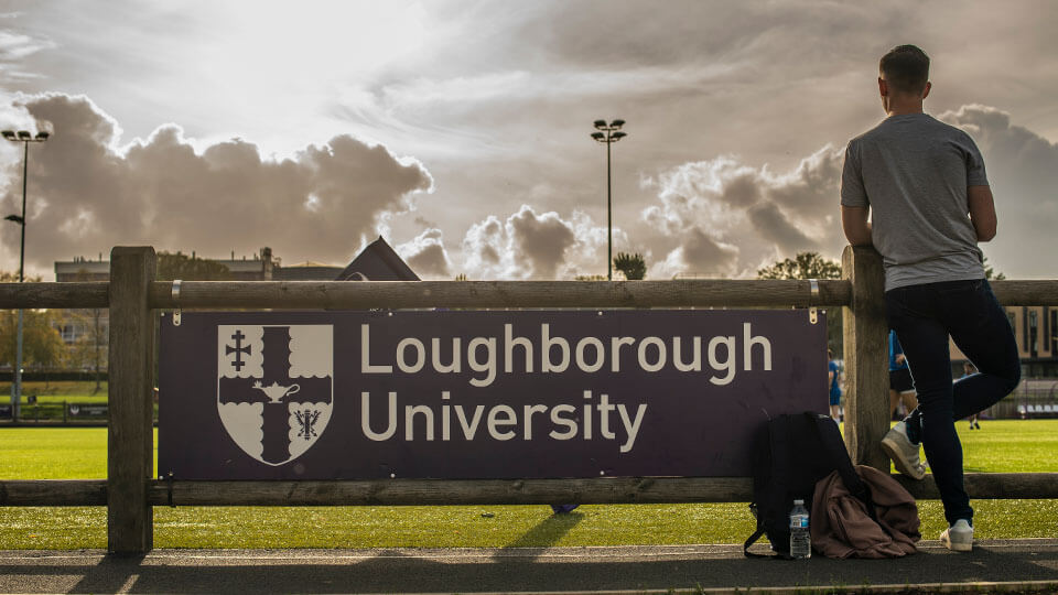 Loughborough University banner on campus
