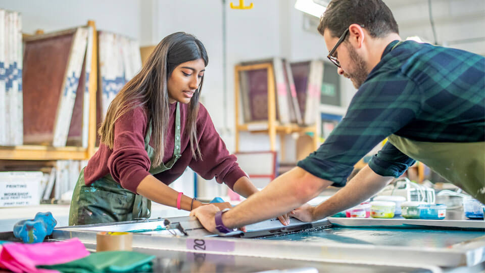 arts students working on a project