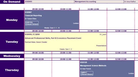 Student timetable