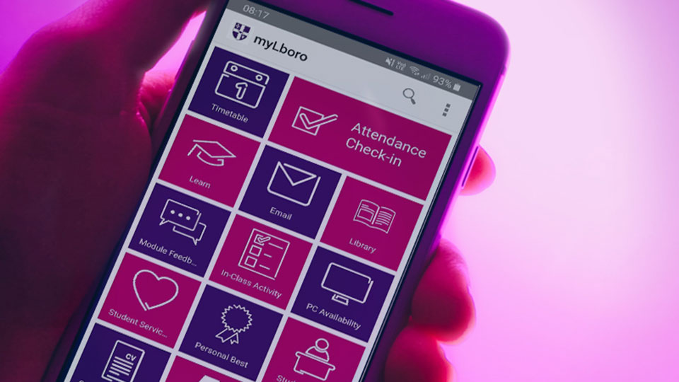 myLboro app running on a mobile phone