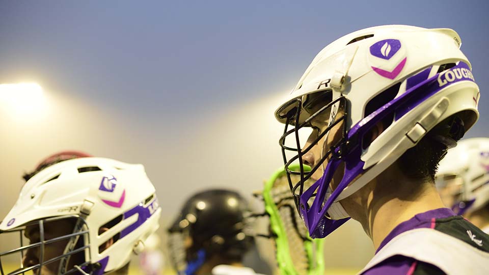 Sports players with helmets on