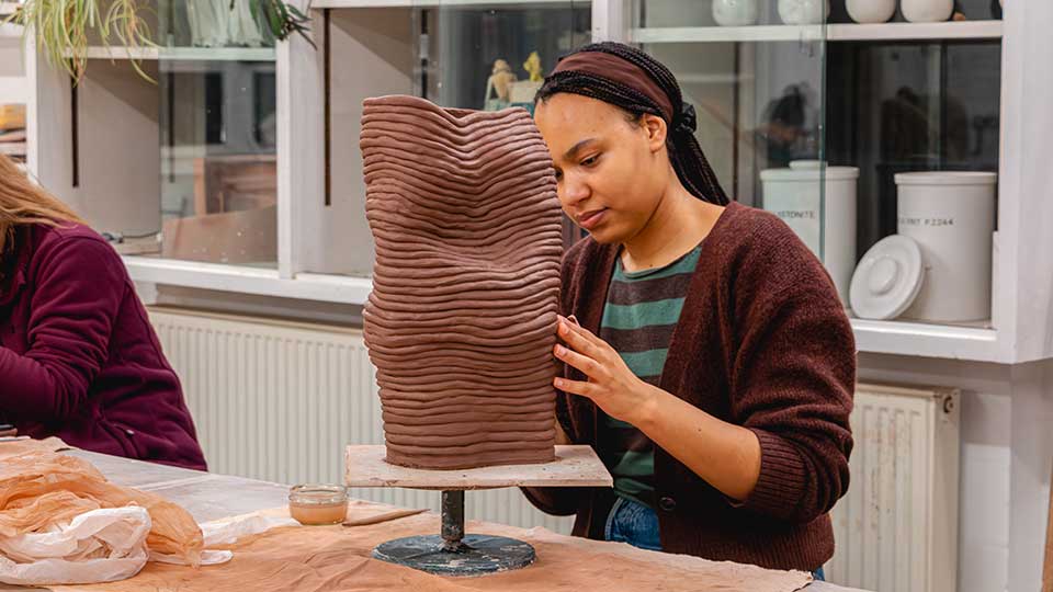 Students in an art class.