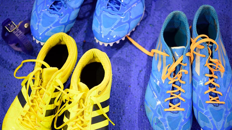 Yellow and blue football boots