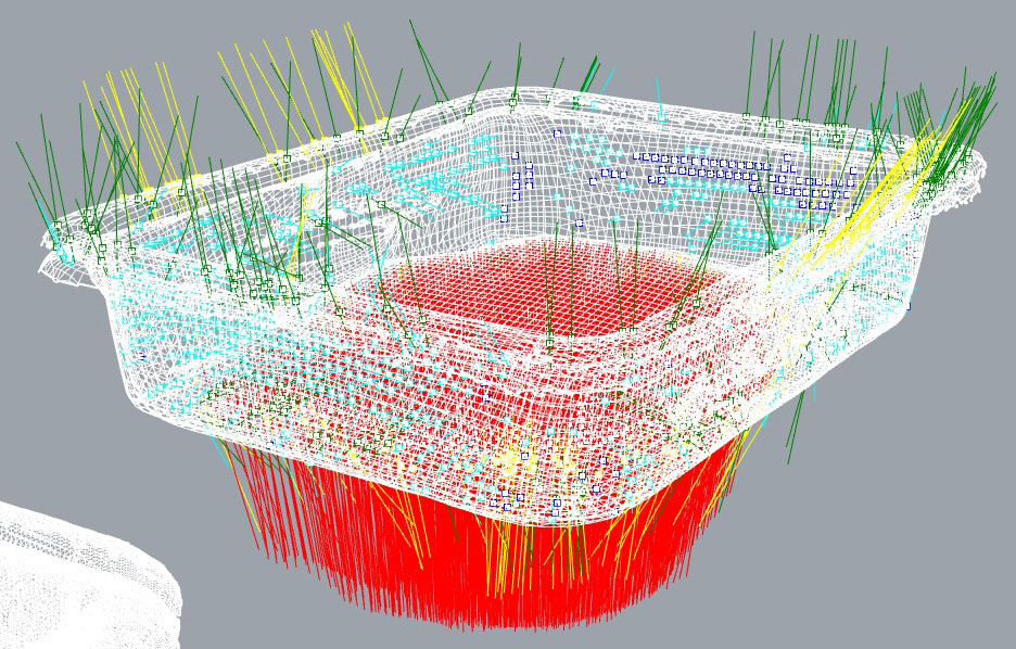A point set deviation analysis of the plastic tray surfaces