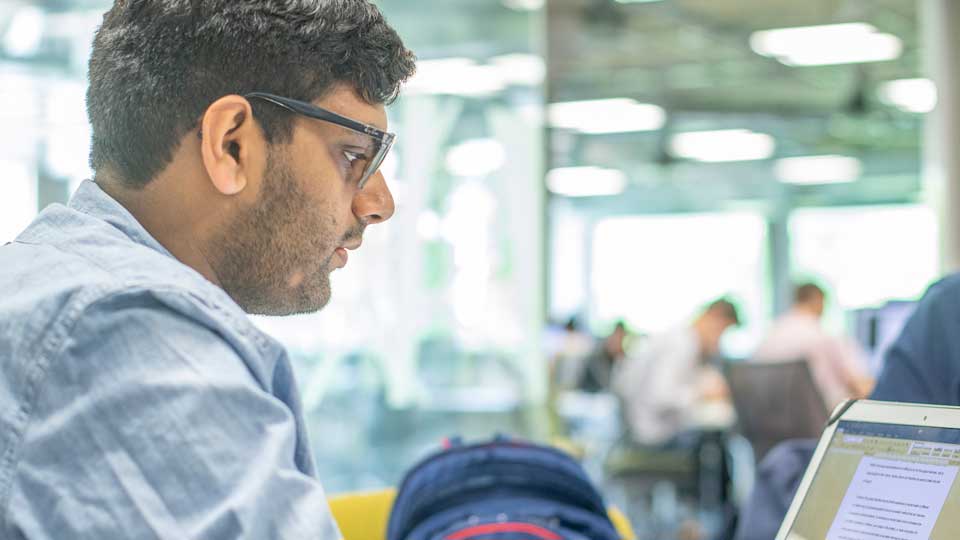 a student using a computer
