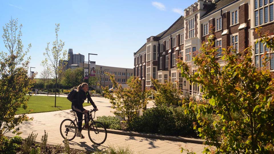 Cyclist on campus